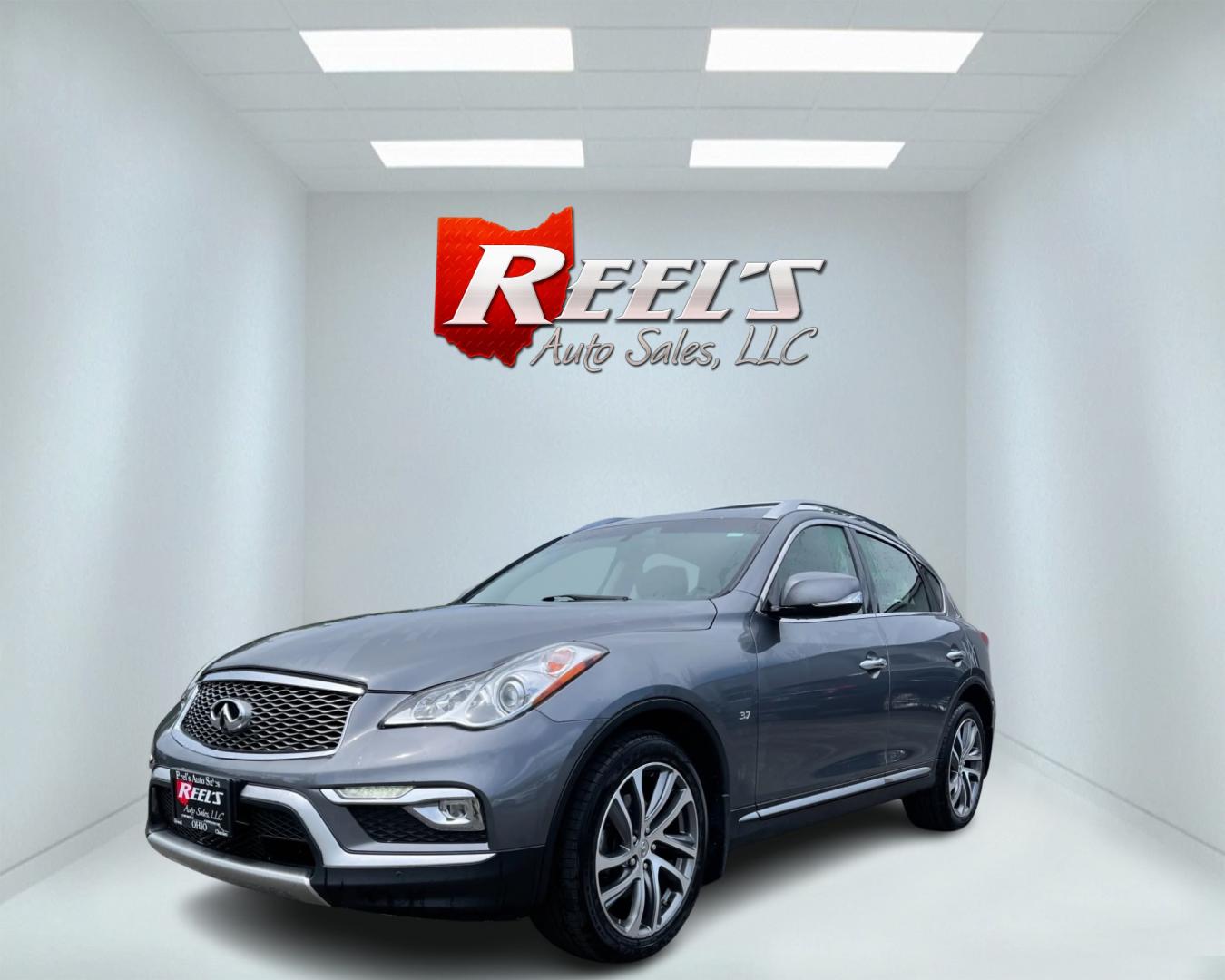 2017 Gray /Black Infiniti QX50 AWD (JN1BJ0RRXHM) with an 3.7L V6 DOHC 24V engine, 7A transmission, located at 11115 Chardon Rd. , Chardon, OH, 44024, (440) 214-9705, 41.580246, -81.241943 - Photo#0